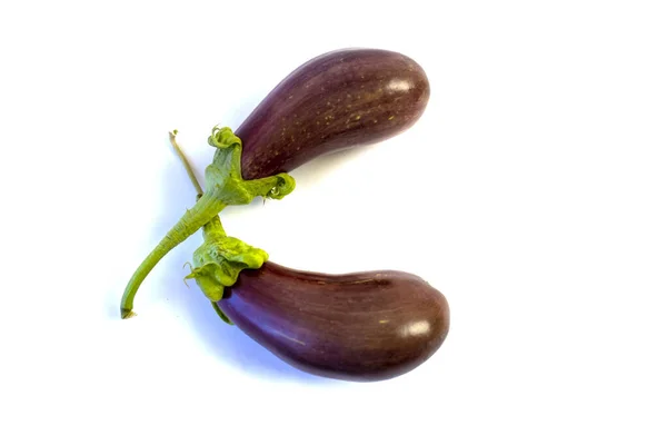 Isolated White Background Two Eggplants — Stock Photo, Image