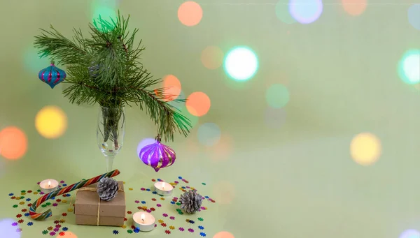 Frohe Weihnachten Und Ein Gutes Neues Jahr Karte Banner Flachlage — Stockfoto