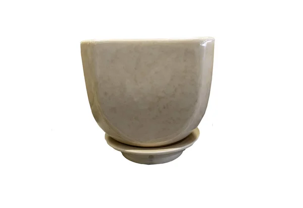 Isolato Vaso Ceramica Bianca Fiori — Foto Stock