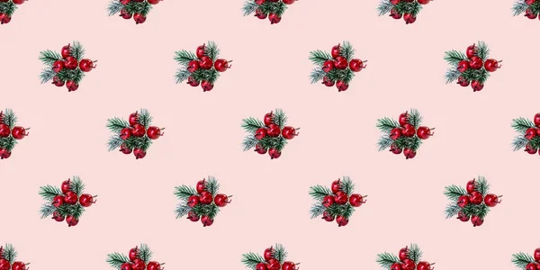 Festive New Year Seamless Pattern Branch — Stock Photo, Image