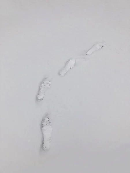 Fotspår Snön Den Första Snön Vintern — Stockfoto