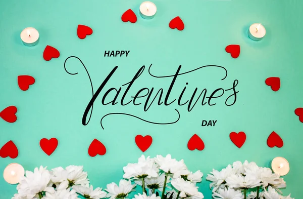 Boldog Valentin Napot Kártya Online Banner Üdvözlőlap Lapos Feküdt Valentin — Stock Fotó