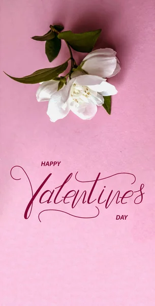 Feliz San Valentín Tarjeta Pancarta Línea Tarjeta Felicitación Flat Lay — Foto de Stock