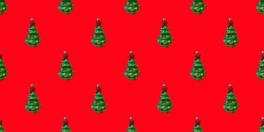 Şablonlu kusursuz desen - Noel ağacı, şenlikli arka plan