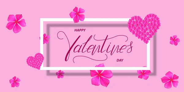 Happy Valentine Day Card Online Banner Greeting Card Flat Lay — Stock Photo, Image