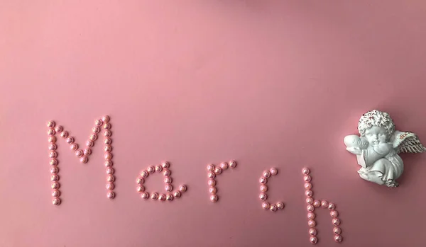 Written Name Month March Beads — Stock Photo, Image