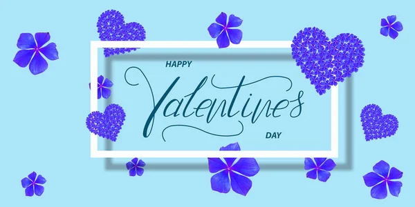 Happy Valentine Day Card Online Banner Greeting Card Flat Lay — Stock Photo, Image