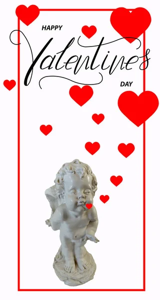 Szczęśliwych Walentynek Karta Baner Online Kartka Okolicznościowa Mieszkanie Leżało Walentynki — Zdjęcie stockowe