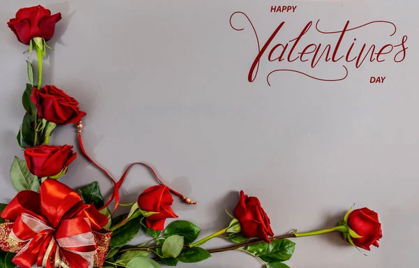 Feliz San Valentín Tarjeta Bandera Línea Tarjeta Felicitación Cama Plana — Foto de Stock