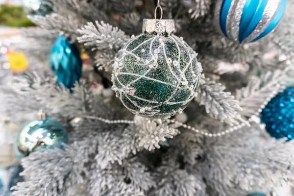 Feliz Año Nuevo Feliz Navidad Foto Pelotas Juguete Navidad Árbol — Foto de Stock