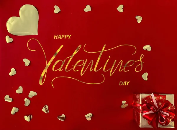 Feliz San Valentín Tarjeta Bandera Línea Tarjeta Felicitación Cama Plana — Foto de Stock