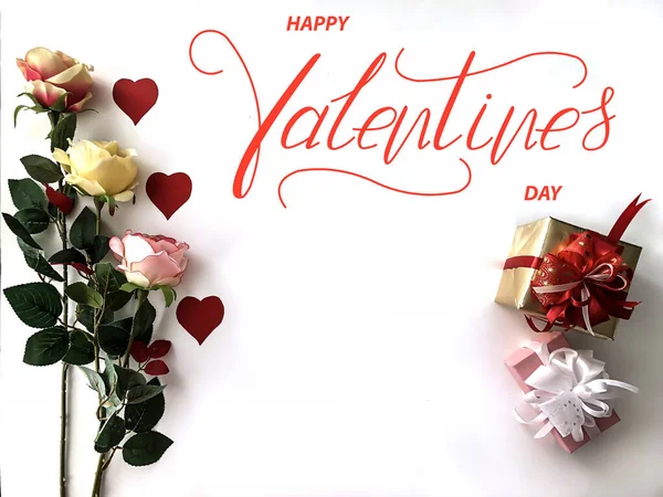 Boldog Valentin Napot Kártya Online Banner Üdvözlőlap Lapos Fekvés Valentin — Stock Fotó
