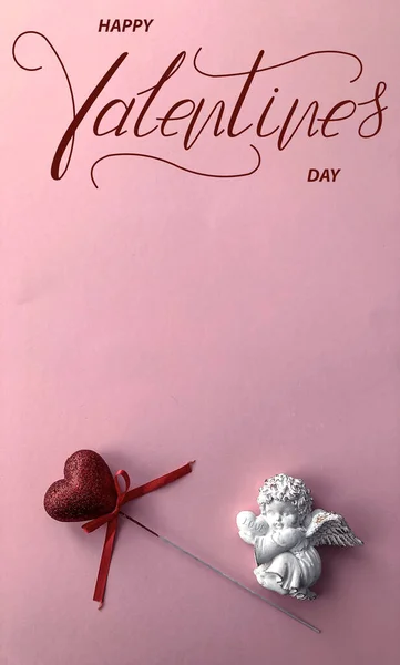 Buon San Valentino Carta Banner Online Biglietto Auguri Flat Lay — Foto Stock