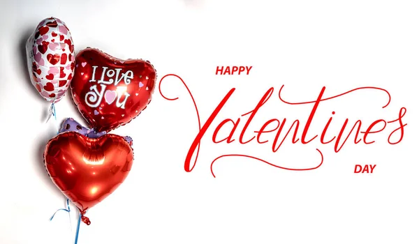 Feliz San Valentín Tarjeta Felicitación Con Globos Para Día San — Foto de Stock