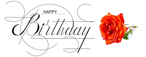 Kartpostal, internet afişi, doğum günü tebrikleriyle dolu düz uzanma, yazıyla - mutlu yıllar, güzel çiçeklerle dolu güller