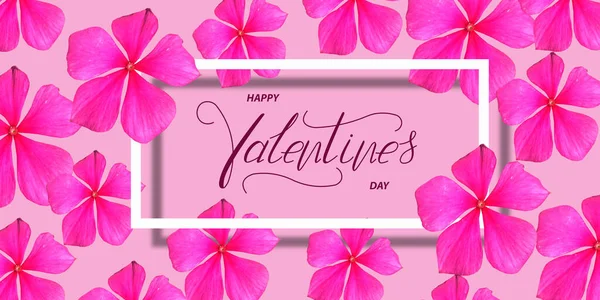 Fijne Valentijnsdag Kaart Online Banner Wenskaart Vlak Valentijnsdag — Stockfoto