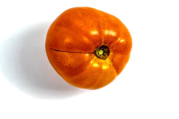 Stock Fotka Closeup Yellow Orange Tomato Isolated White Background — Stock fotografie