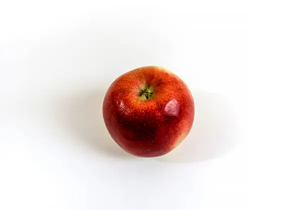 Fotografie Červené Jablko Bílém Pozadí Zblízka — Stock fotografie