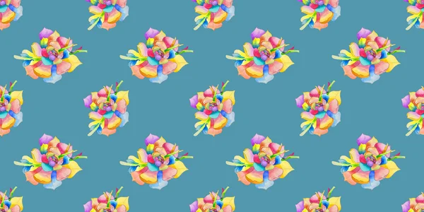 Seamless Pattern Watercolor Flower Multicolored — Stock Photo, Image