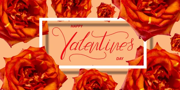 Fijne Valentijnsdag Kaart Online Banner Wenskaart Vlak Valentijnsdag — Stockfoto