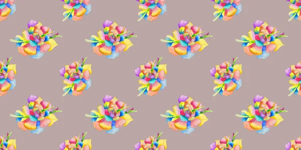 Seamless Pattern Watercolor Flower Multicolored — Stock Photo, Image