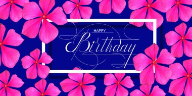 Kartpostal, internet afişi, doğum günü tebrikleriyle dolu düz uzanma, ve yazıt- mutlu yıllar