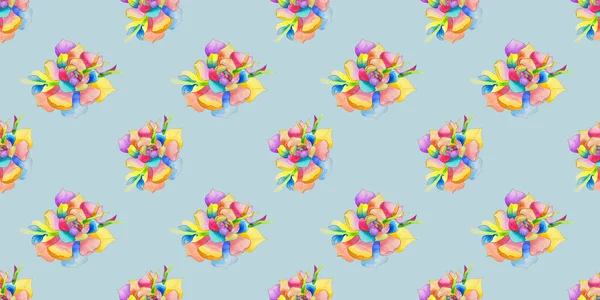 Seamless Pattern Watercolor Flower Multicolored — Stock Photo, Image