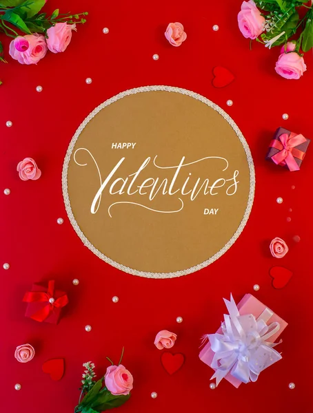 Alles Gute Zum Valentinstag Karte Online Banner Grußkarte Flache Lage — Stockfoto