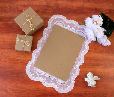 Kart, pankart, şablon, kopyalama alanı, düz döşeme, selamlama, bir tatil davetiyesi, Anneler Günü, Sevgililer Günü, doğum günü, düğün