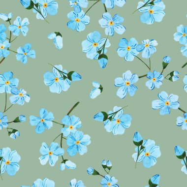 Suluboya mavi renklerle kusursuz desen - Unutma-beni-değil