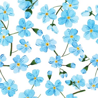 Suluboya mavi renklerle kusursuz desen - Unutma-beni-değil