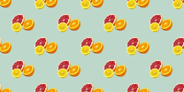 Patrón Sin Costuras Con Limón Naranja Pomelo — Foto de Stock