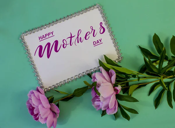 Happy Mother Day Flat Lay Banner Congratulations Mother Day — Stock Photo, Image