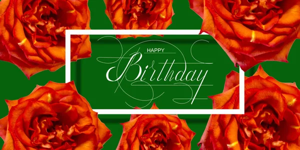 Postcard Internet Banner Flat Lay Birthday Greeting Inscription Happy Birthday — Stock Photo, Image