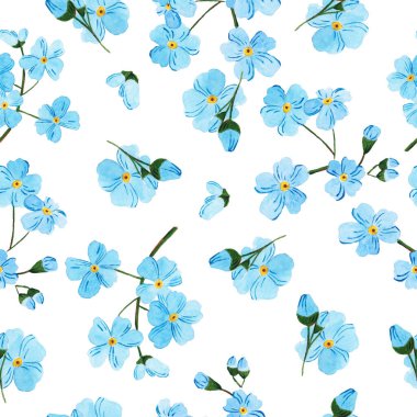 Suluboya mavi renklerle kusursuz desen - Unutma-beni-değil