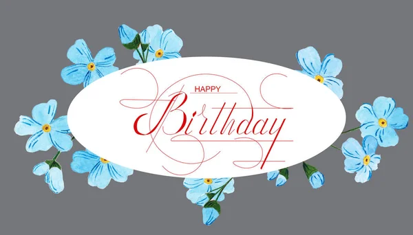 Kartpostal, internet afişi, doğum günü tebrikleriyle dolu düz uzanma, ve yazıt- mutlu yıllar