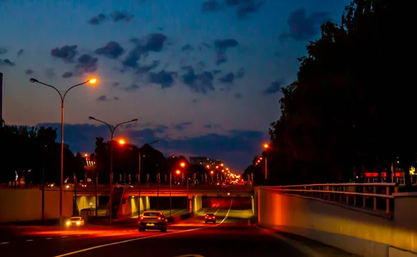 Foto Van Nachtstad Zonsondergang Stad Artistieke Verwerking — Stockfoto