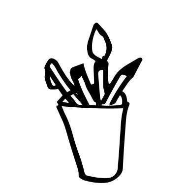 Okul ve okul çocuklarının teması üzerine el çizimi kırtasiye unsuru, doodle