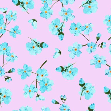 Suluboya mavi renklerle kusursuz desen - Unutma-beni-değil