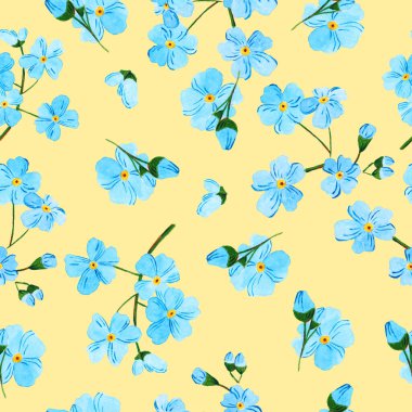 Suluboya mavi renklerle kusursuz desen - Unutma-beni-değil