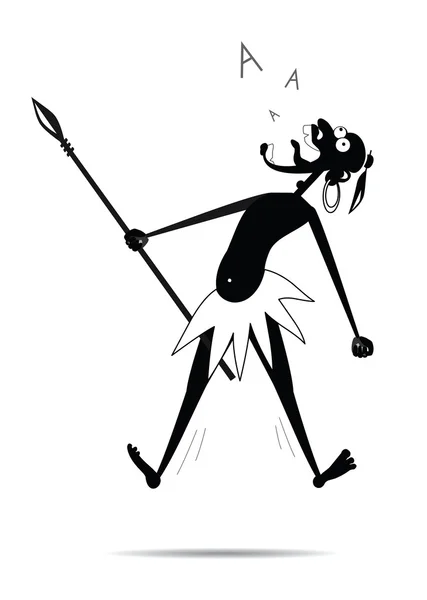 Aborjin bir mızrak ve bir küpe ile bağırıyor