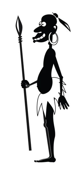 Aboriginal with a spear and a earring Stock Vector