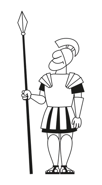 Ancient pikeman with a spear — Stock Vector