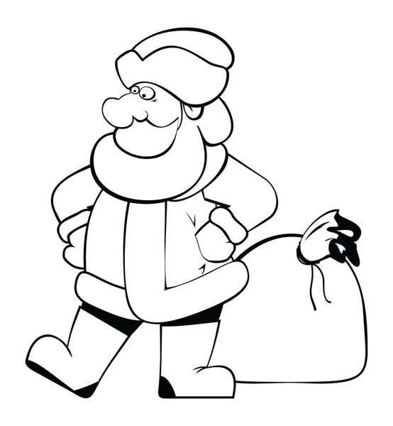 Papá Noel con un gran saco de regalos de Navidad — Vector de stock