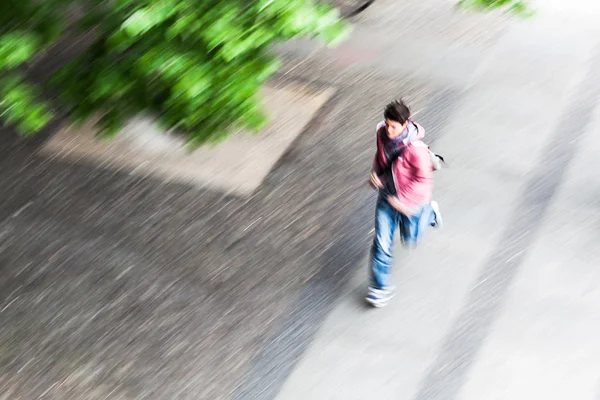 View from above of a running woman — Stock Photo, Image