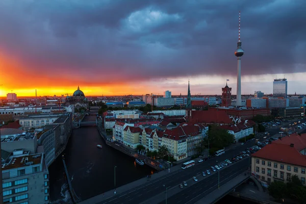 Aerial view of Berlin, Germany, at sunset — Stock Photo, Image