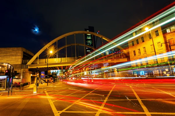 Shoreditch High Street in London, UK, at night — Stock Photo, Image