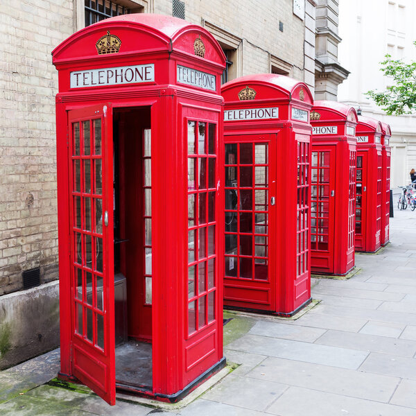 traditional red phone boxes in London