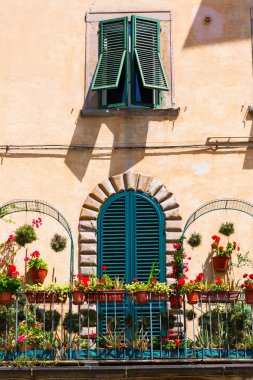 çiçek dekore edilmiş balkon Lucca, İtalya