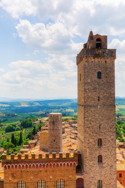 San Gimignano, Toskana, İtalya hava manzarası